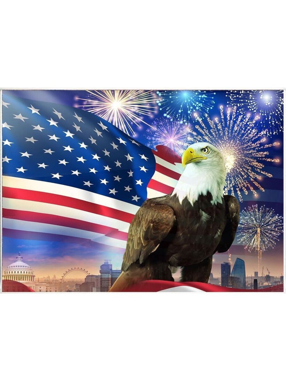 PHMOJEN American Flag Eagle Photo Backdrop 7x5ft Banner